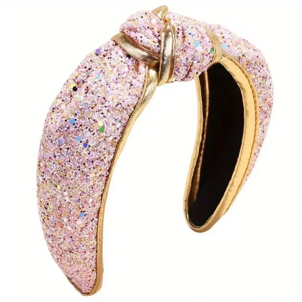 Pink Glitter Knot Headband